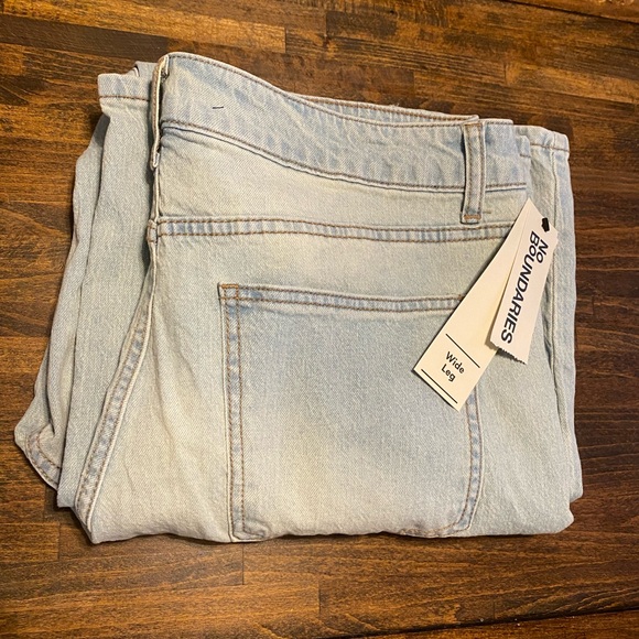 No Boundaries Denim - Women's No Boundaries Wide Leg Baggy Jeans Size 14 Grunge Y2K Fringe Light Wash